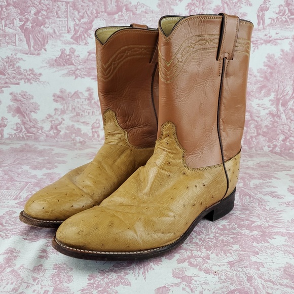 justin smooth ostrich roper cowboy boots